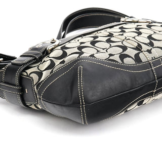 Coach 7077 Grey Black Signature 2-Way Shoulder Bag
