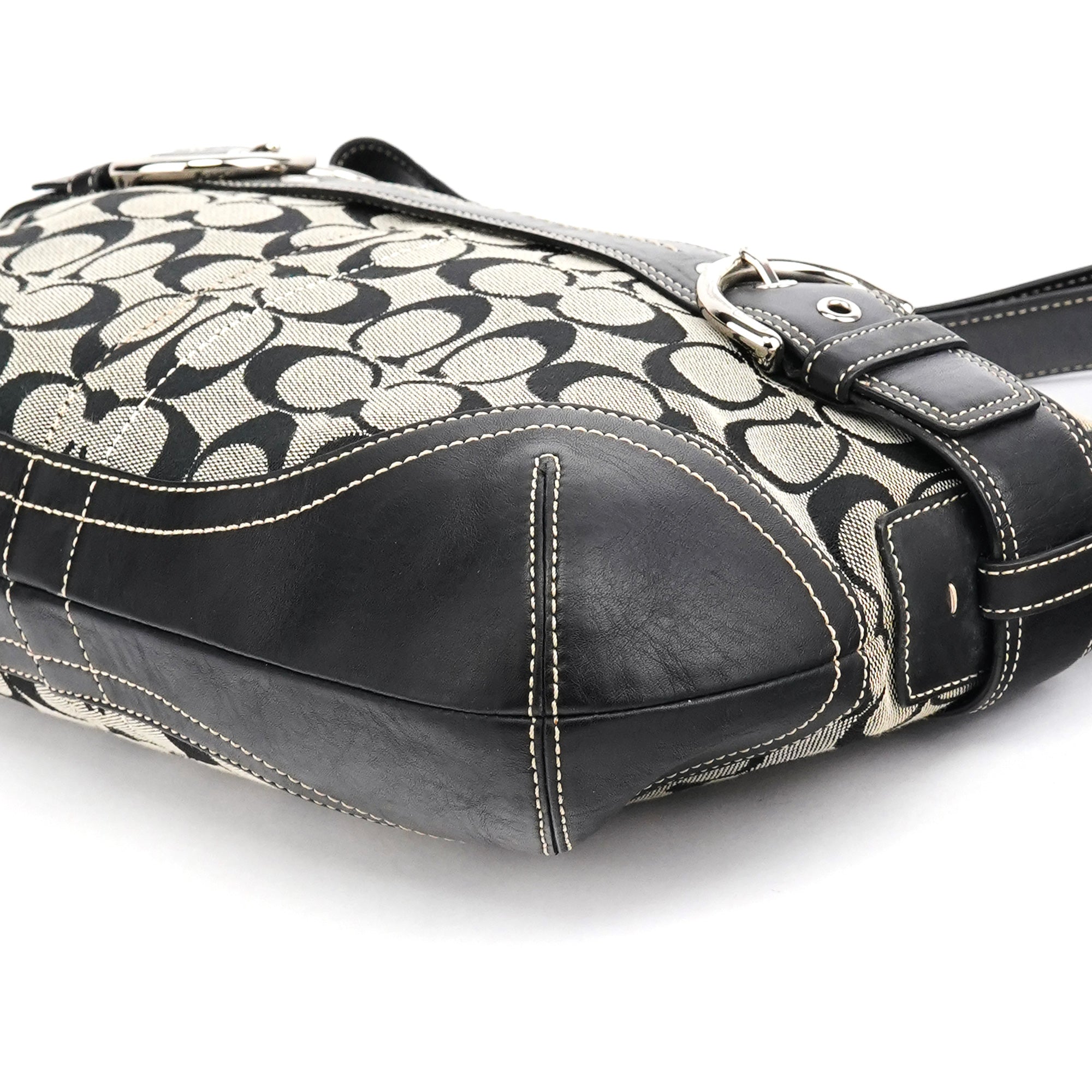 Coach 7077 Sac deux portés en toile Signature gris et noir