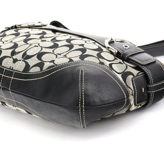 Coach 7077 Grey Black Signature 2-Way Shoulder Bag