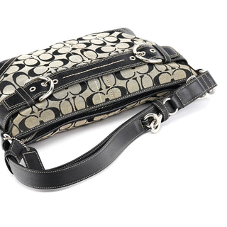 Coach 7077 Grey Black Signature 2-Way Shoulder Bag