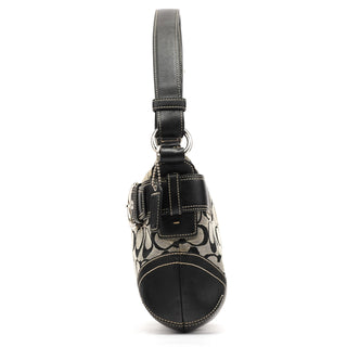 Coach 7077 Grey Black Signature 2-Way Shoulder Bag