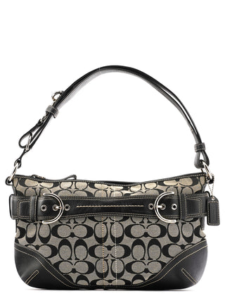 Coach 7077 Grey Black Signature 2-Way Shoulder Bag