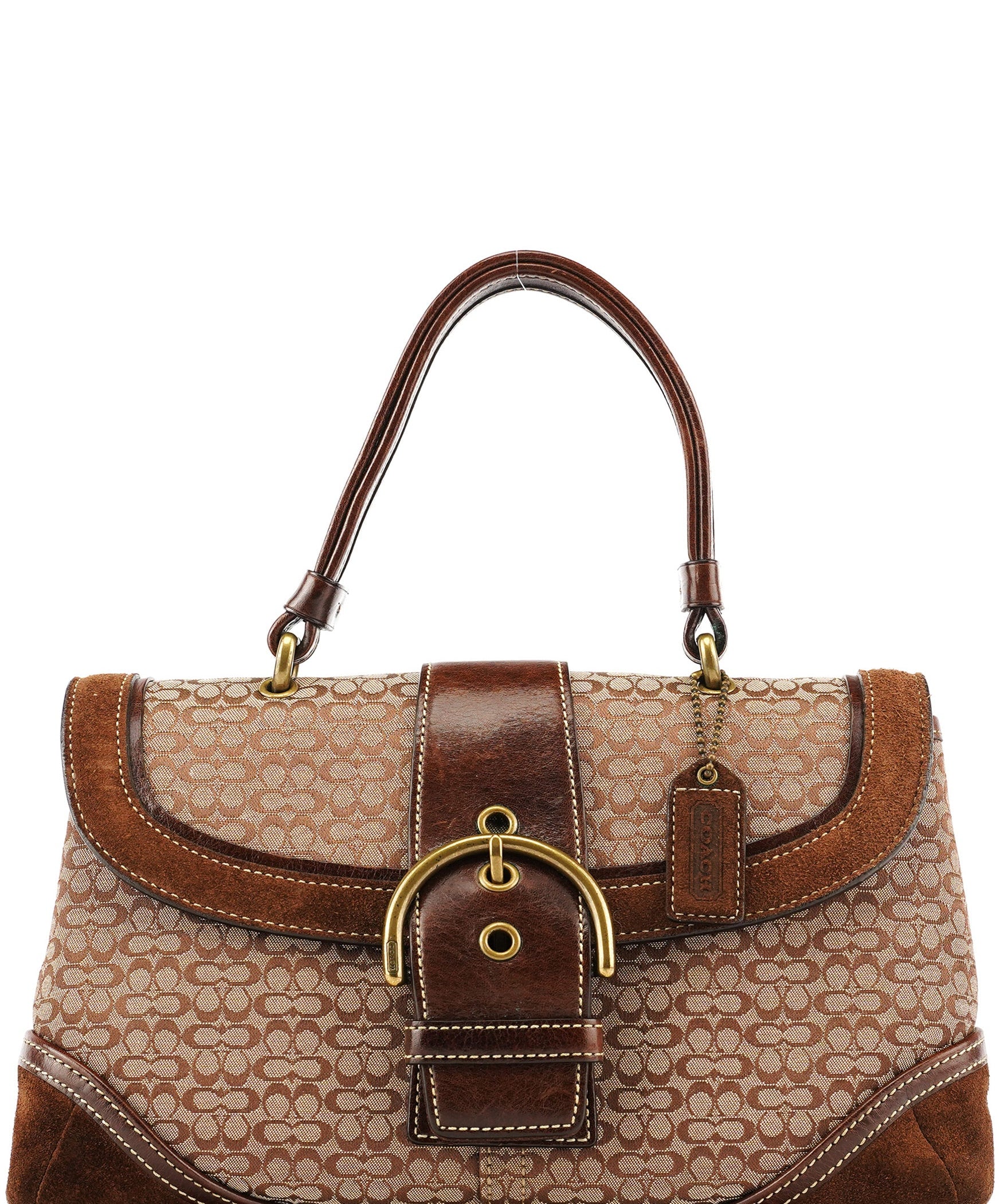 Coach 7078 Beige Brown Suede Soho Bag