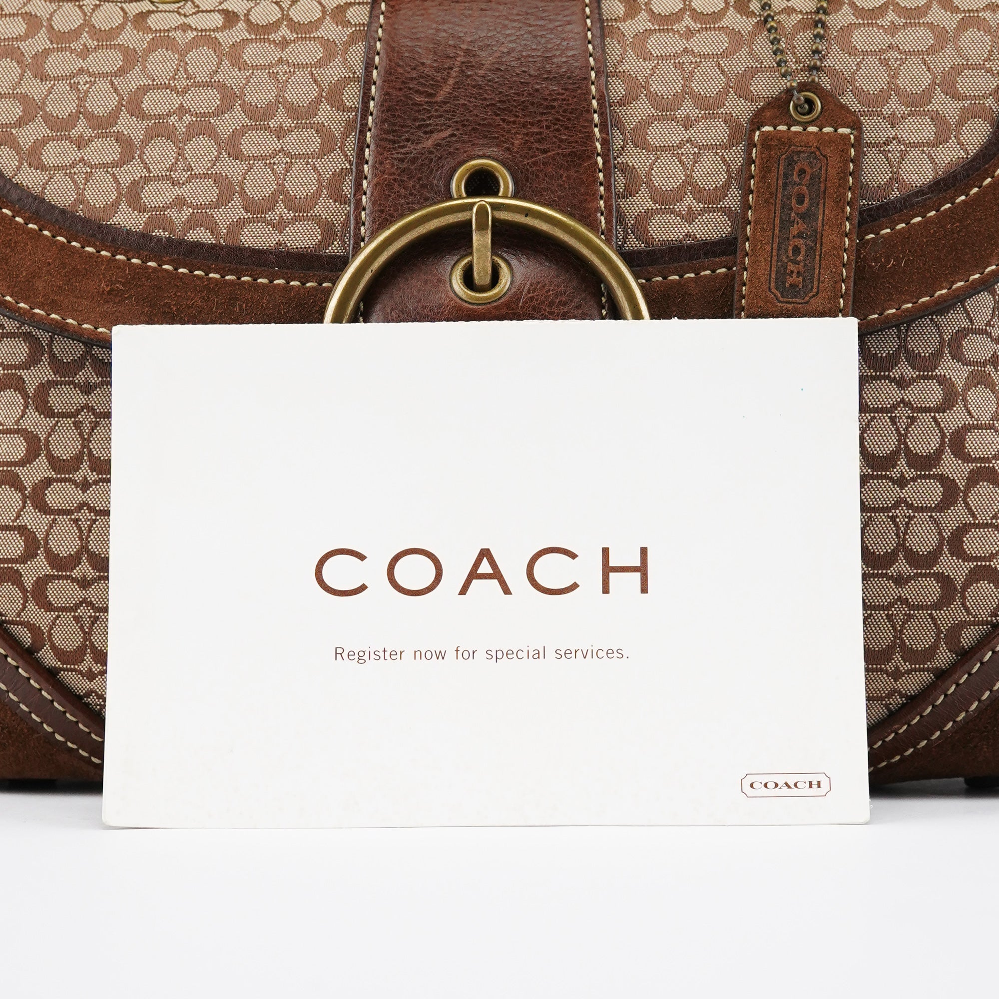 Coach 7078 Beige Brown Suede Soho Top Handle Bag