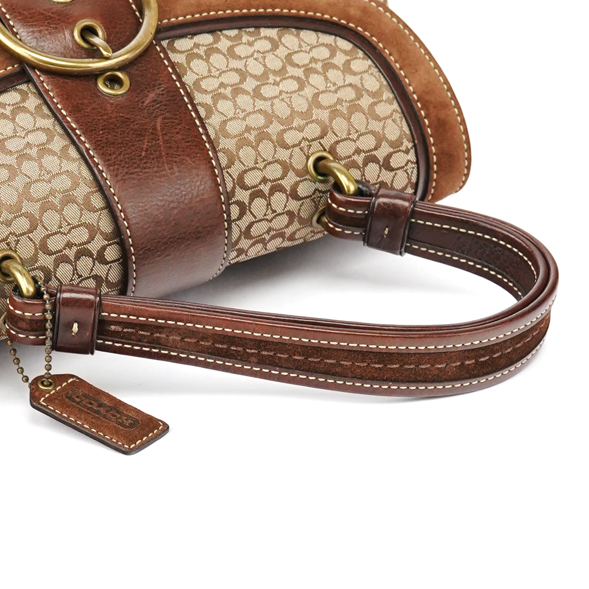 Coach 7078 Beige Brown Suede Soho Top Handle Bag
