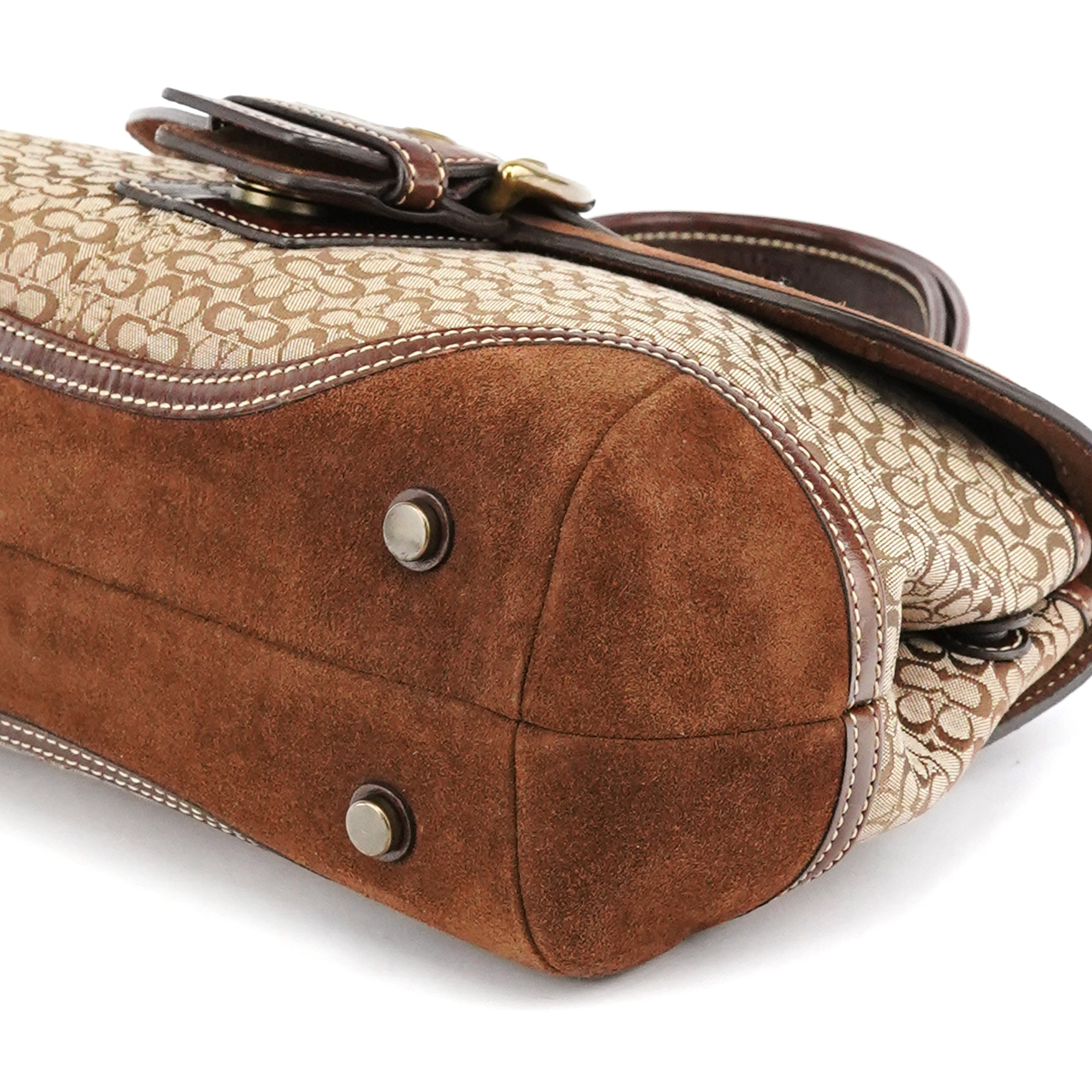 Coach 7078 Beige Brown Suede Soho Top Handle Bag
