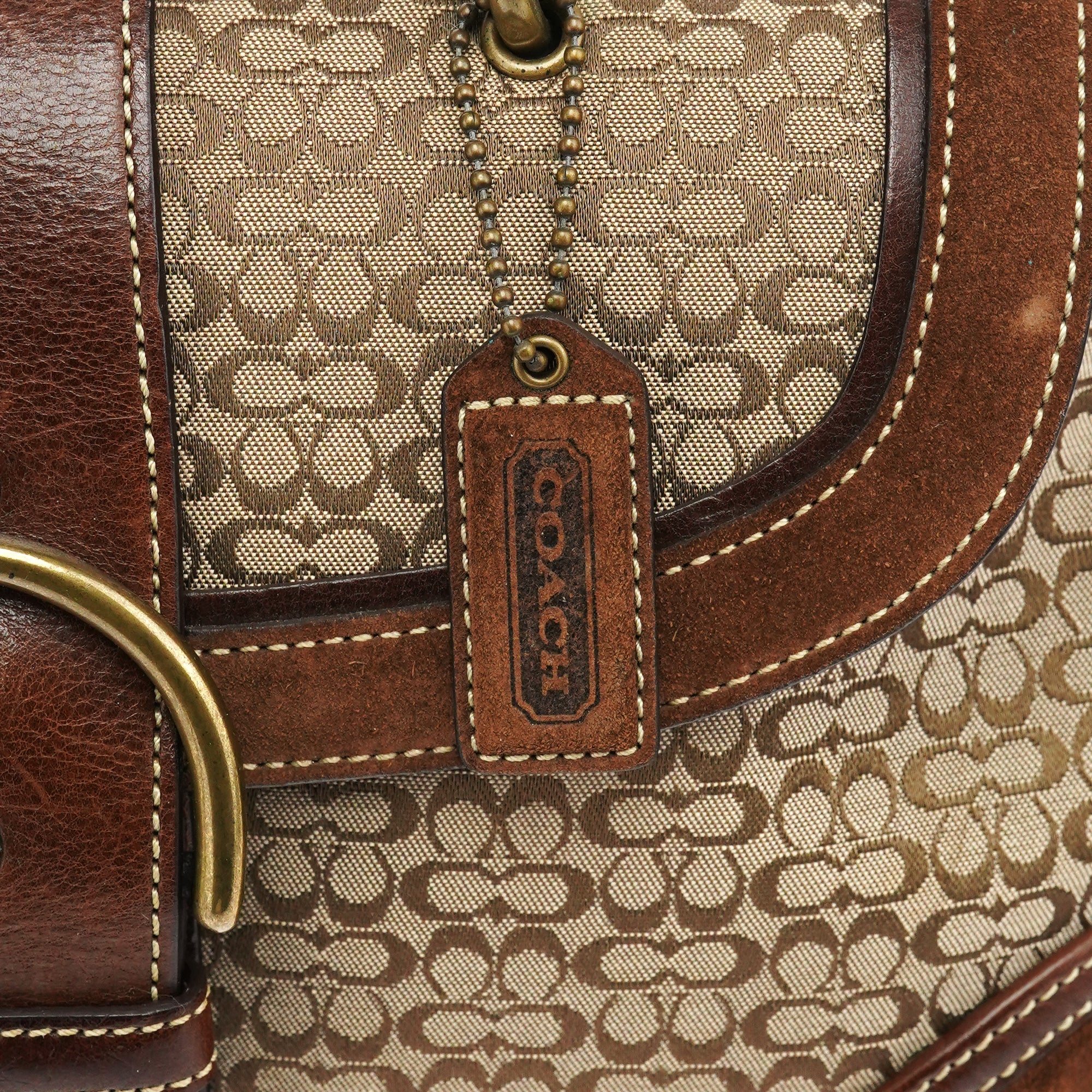 Coach 7078 Beige Brown Suede Soho Top Handle Bag