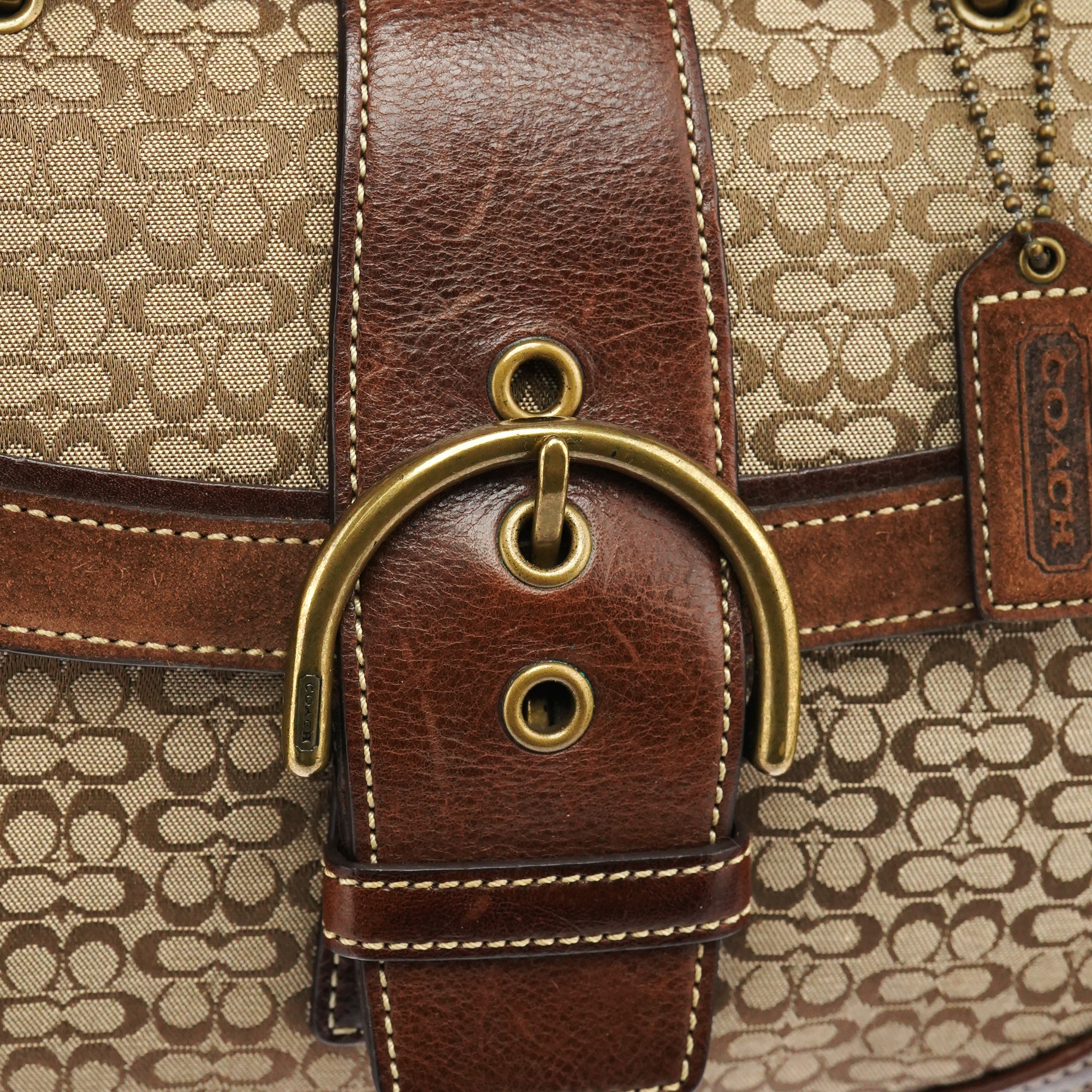 Coach 7078 Beige Brown Suede Soho Top Handle Bag
