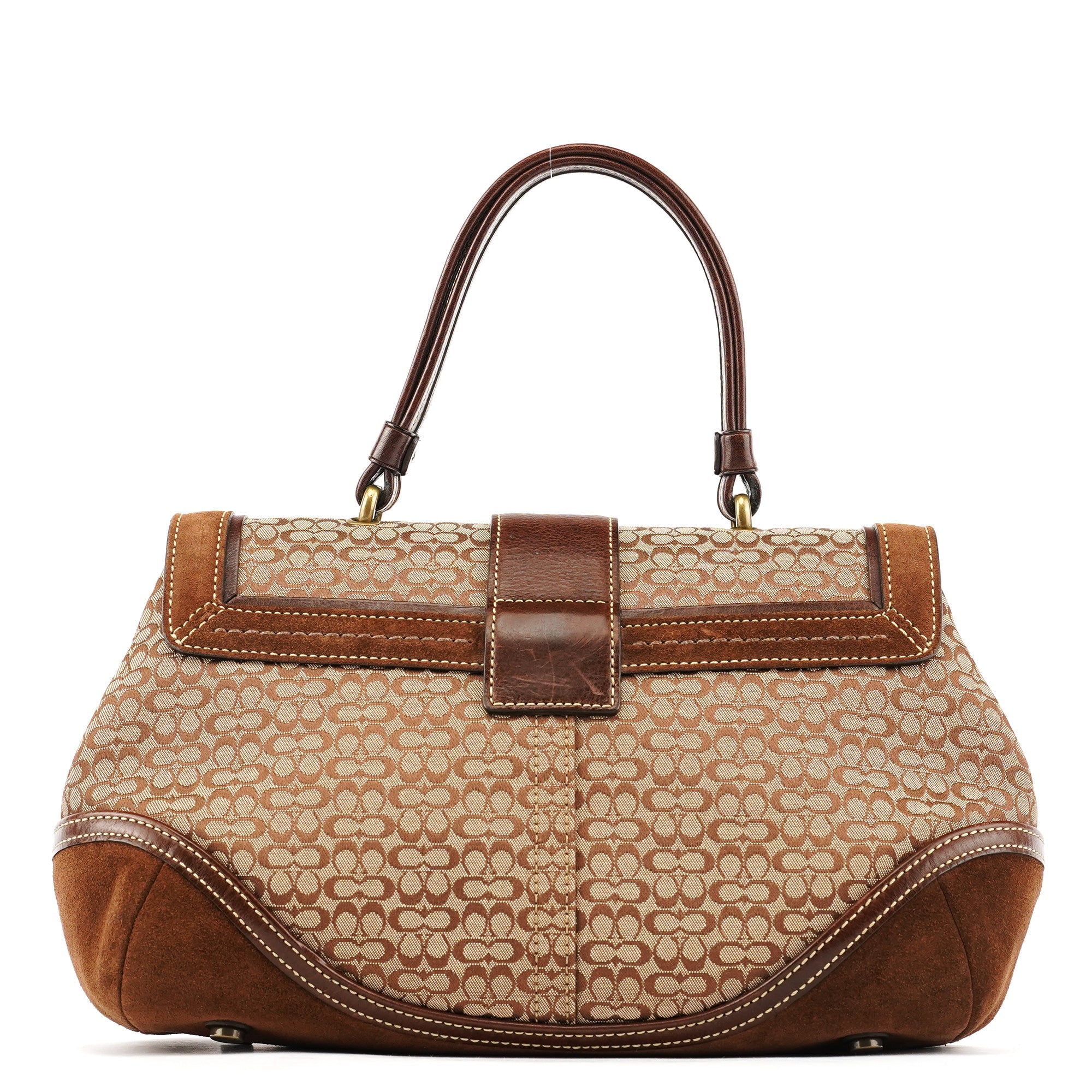 Coach 7078 Beige Brown Suede Soho Top Handle Bag