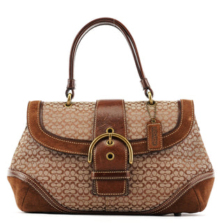 Coach 7078 Beige Brown Suede Soho Top Handle Bag