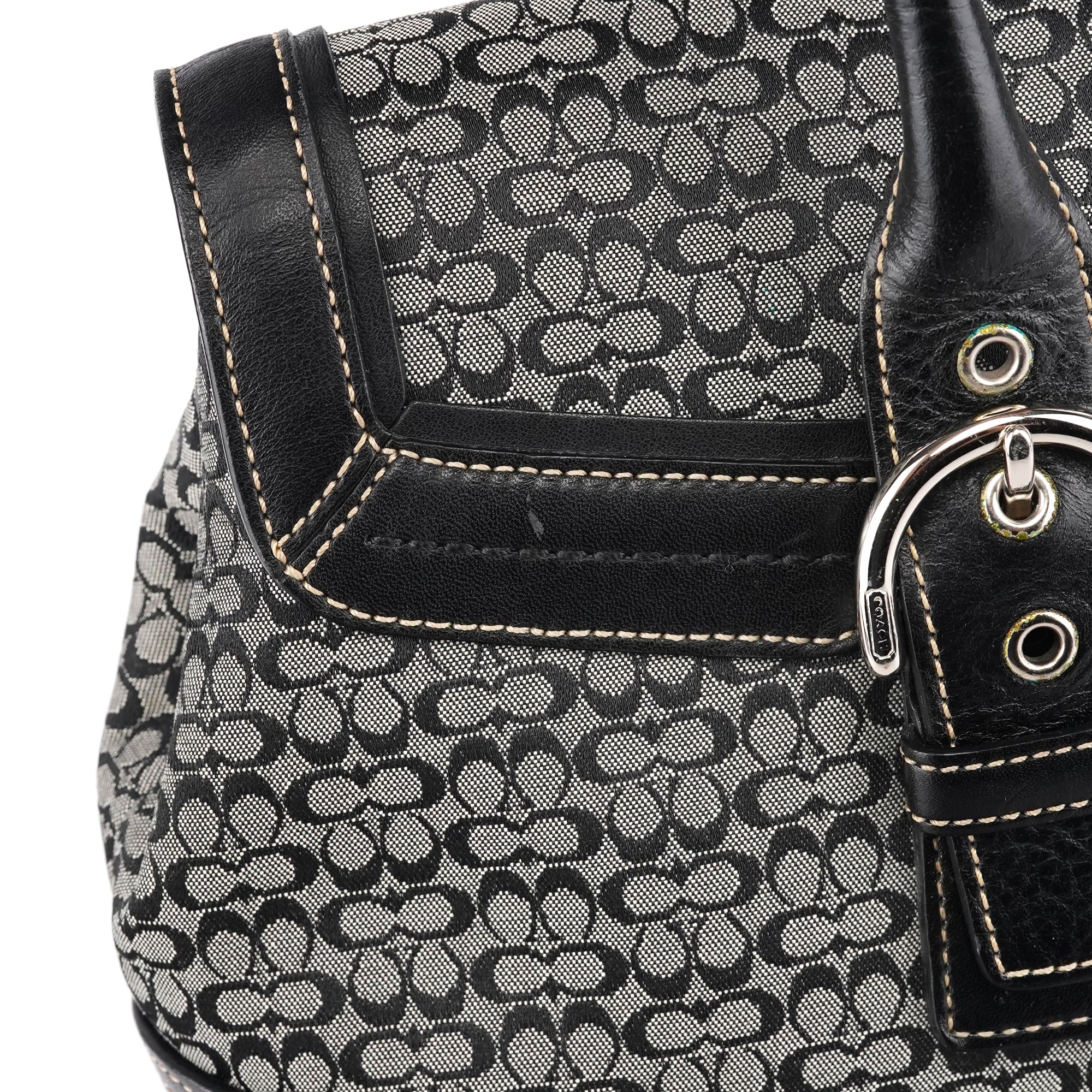 Coach 7080 Grey Black Signature Soho Tote Bag