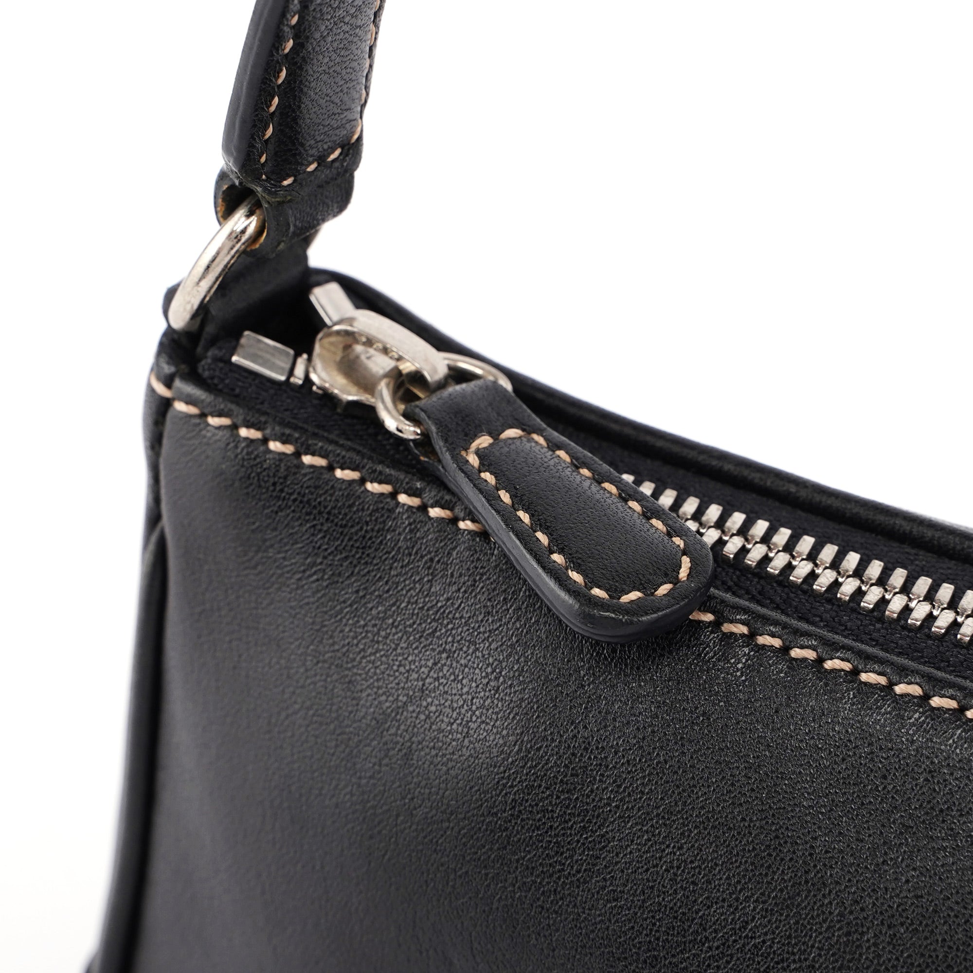 Coach 7785 Black Leather Signature Demi Shoulder Bag