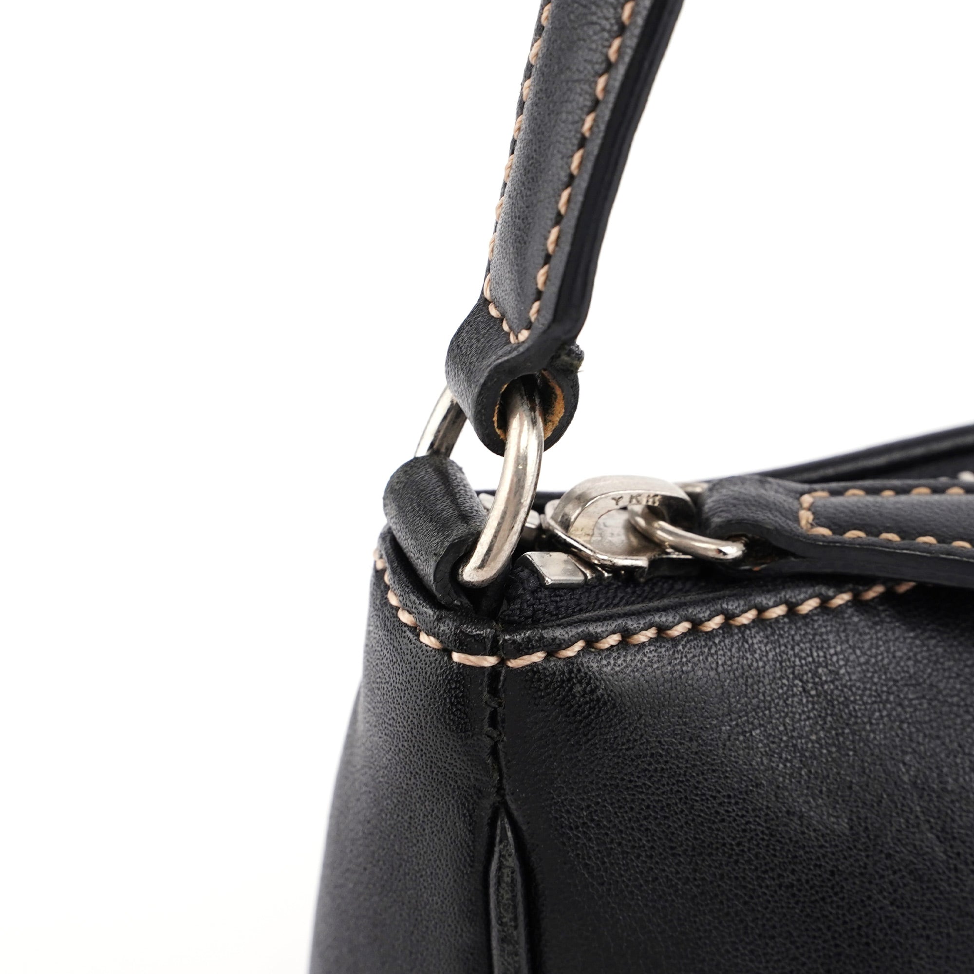 Coach 7785 Black Leather Signature Demi Shoulder Bag