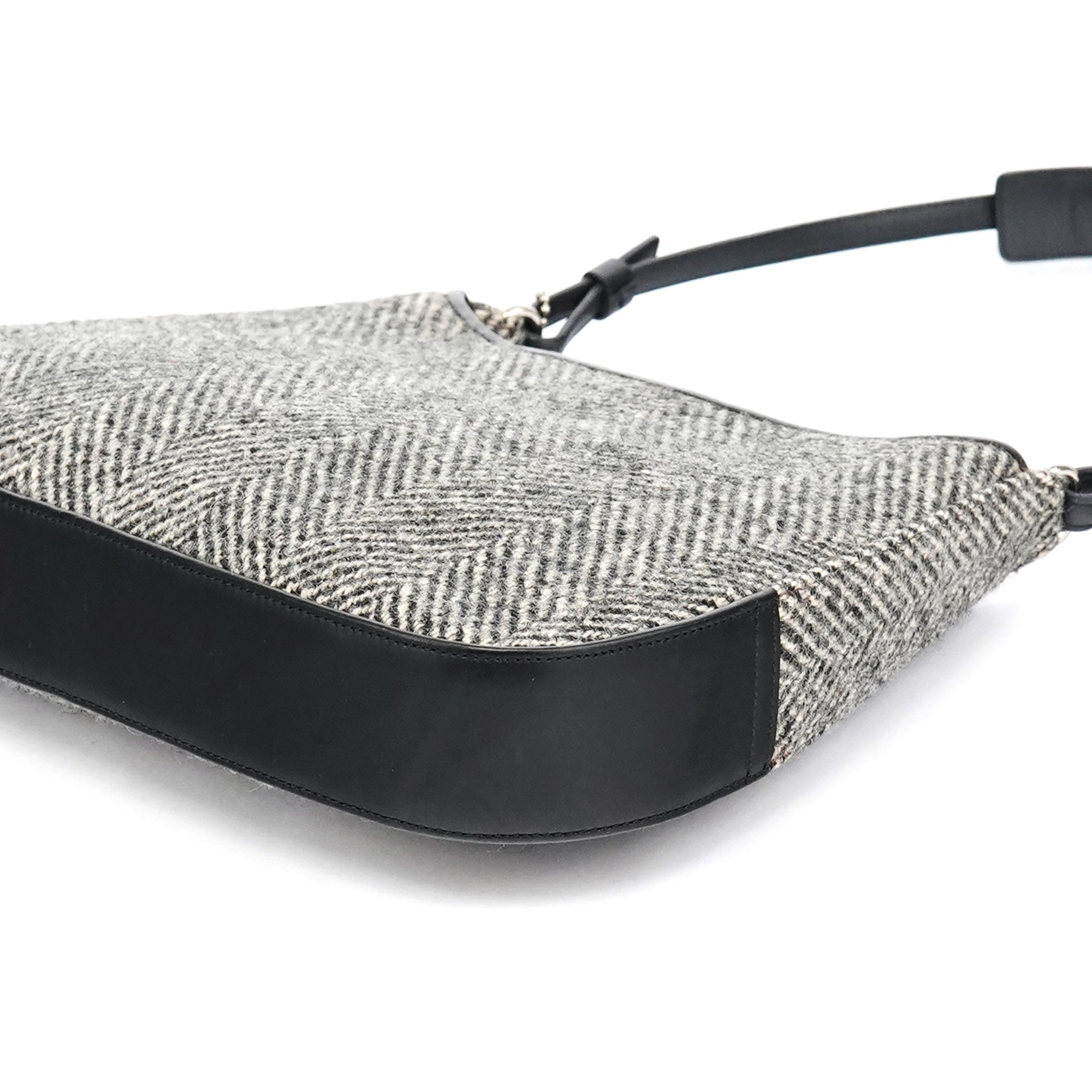 Coach 8121 Grey Herringbone Wool Shoulder Bag