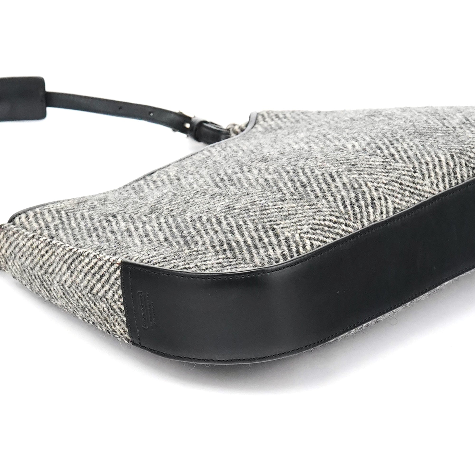 Coach 8121 Grey Herringbone Wool Shoulder Bag