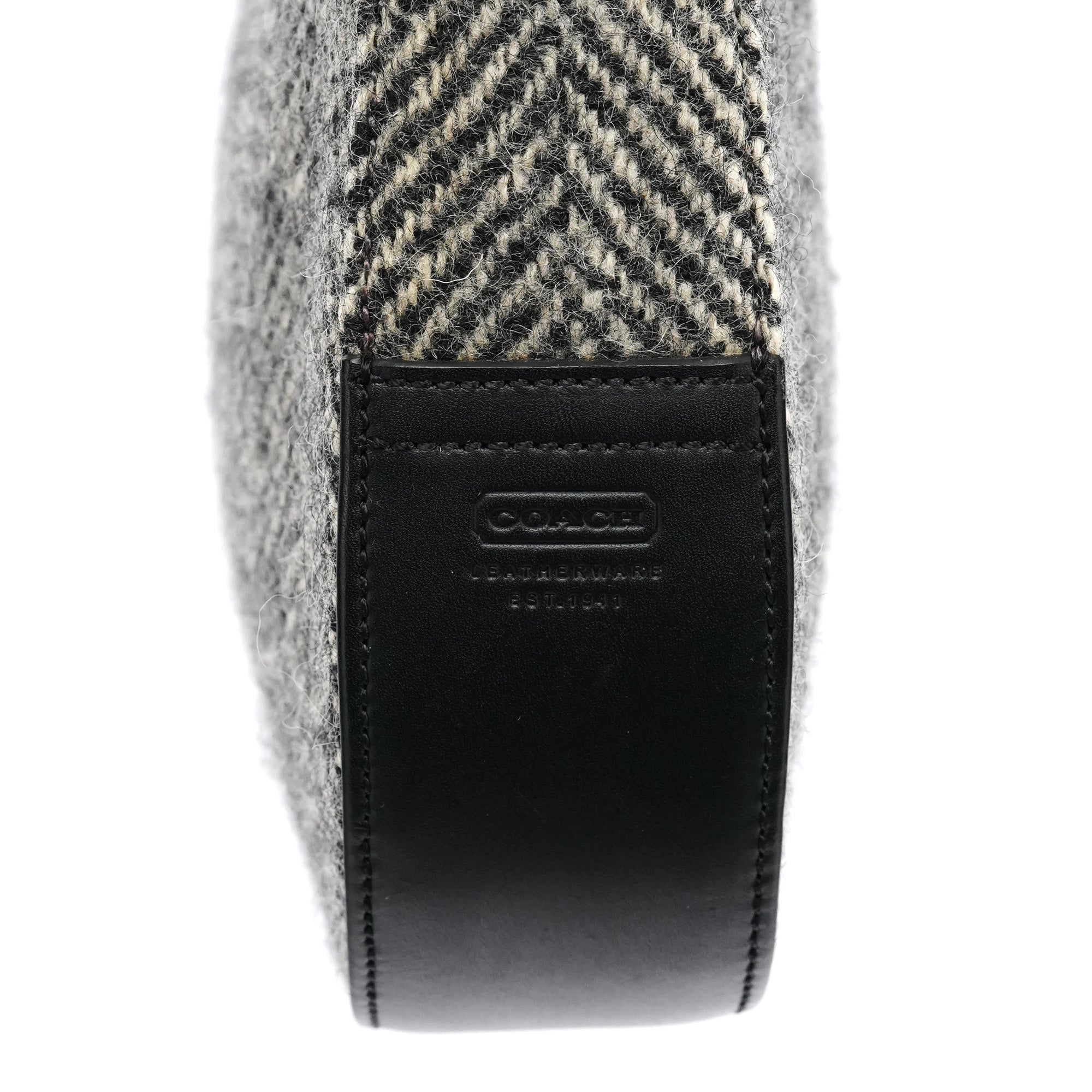 Coach 8121 Grey Herringbone Wool Shoulder Bag