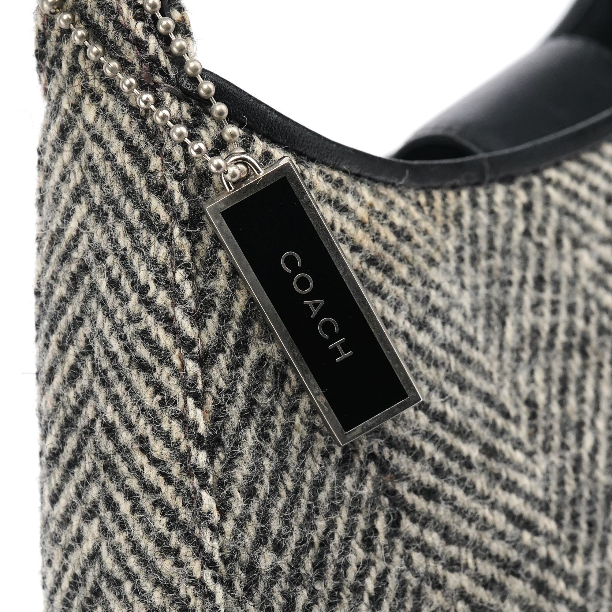 Coach 8121 Grey Herringbone Wool Shoulder Bag