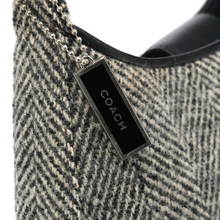 Coach 8121 Grey Herringbone Wool Shoulder Bag