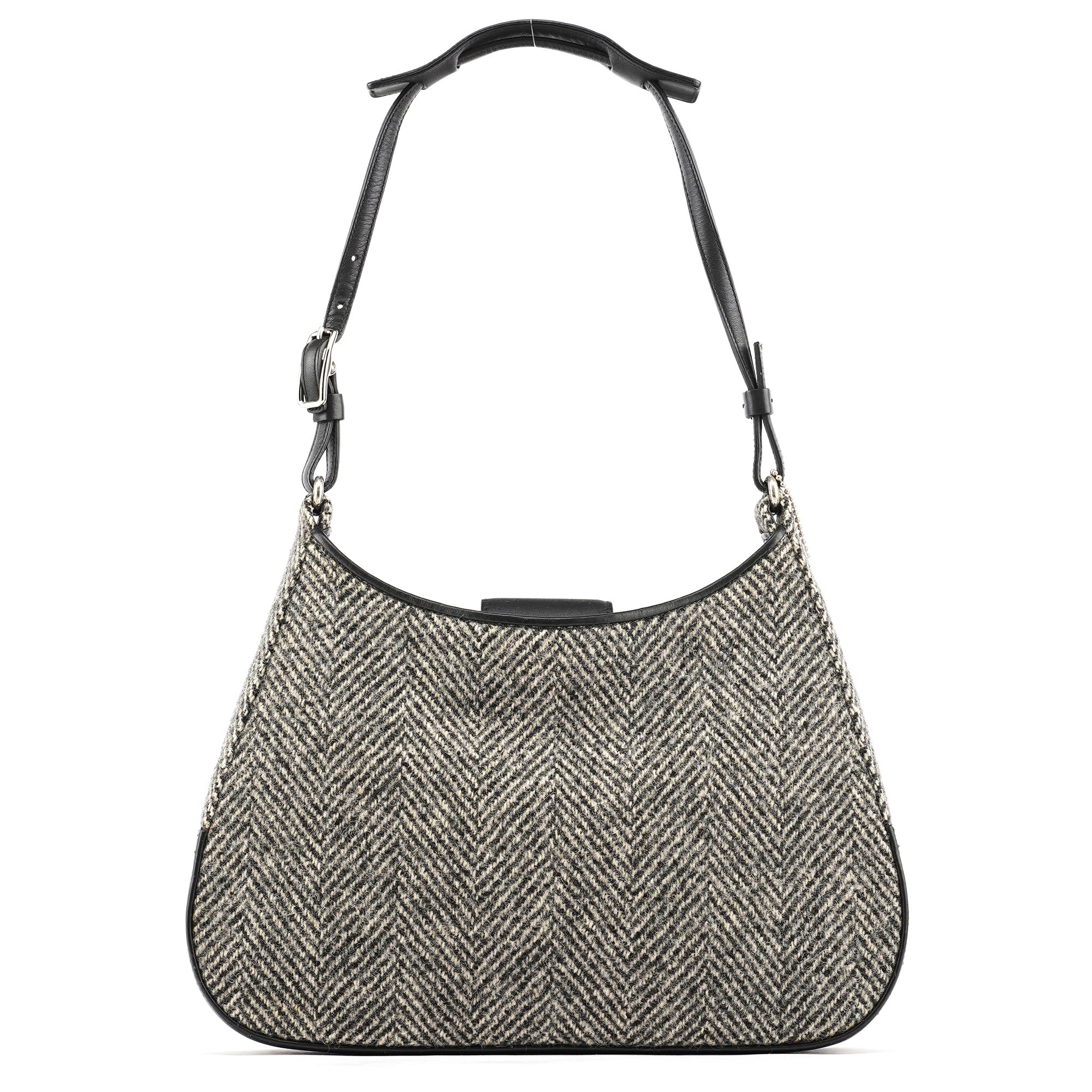 Coach 8121 Grey Herringbone Wool Shoulder Bag