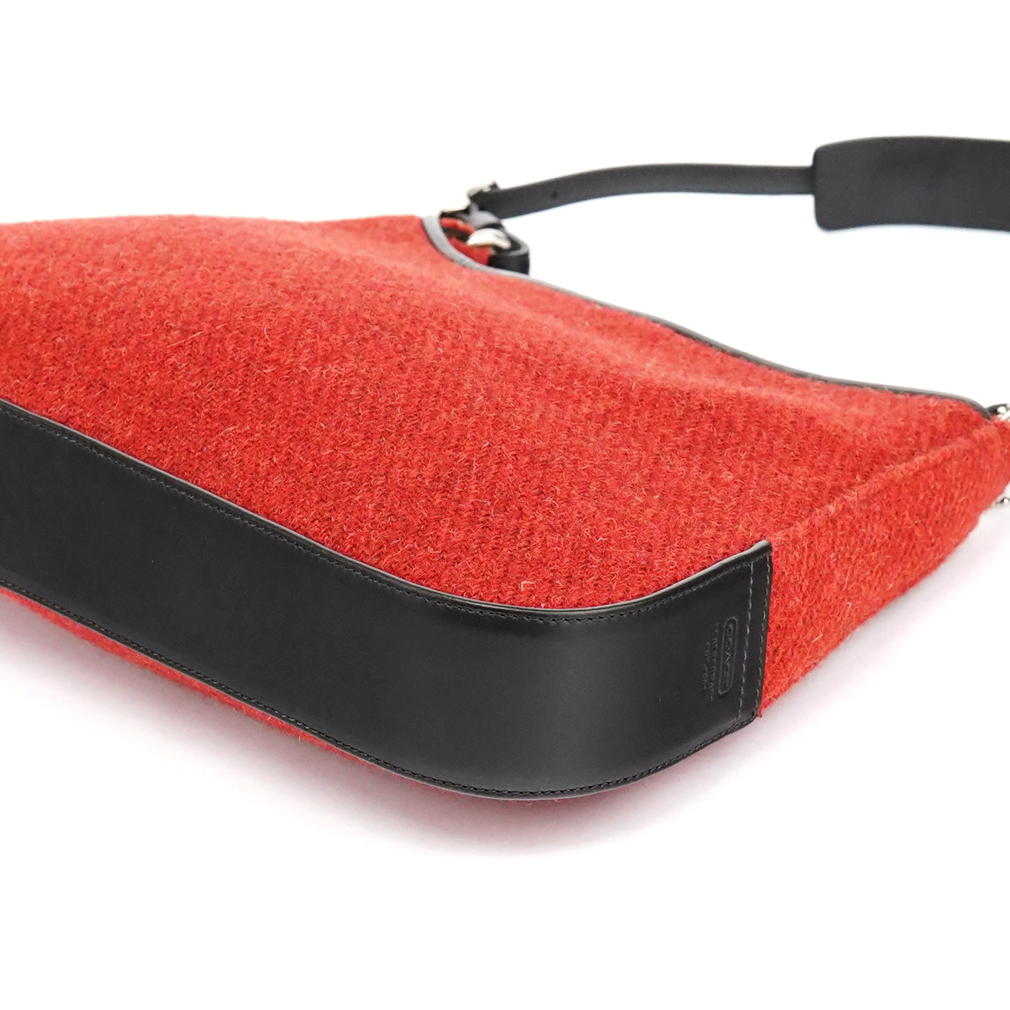 Coach 8125 Red Tweed Leather Shoulder Bag