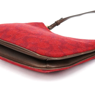 Coach 8307 Red Signature Monogram Wool Shoulder Bag