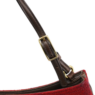 Coach 8307 Red Signature Monogram Wool Shoulder Bag