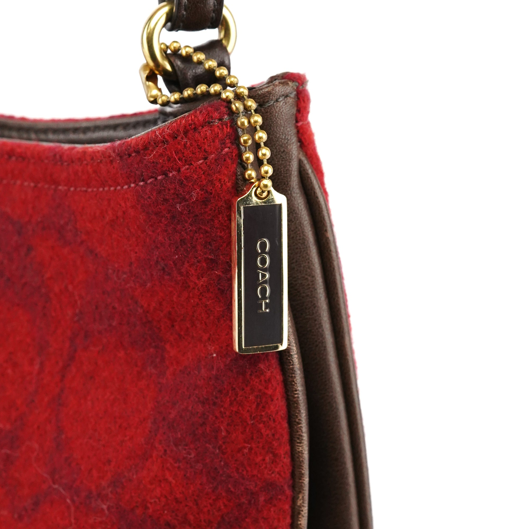 Coach 8307 Sac porté épaule en laine monogramme Signature rouge