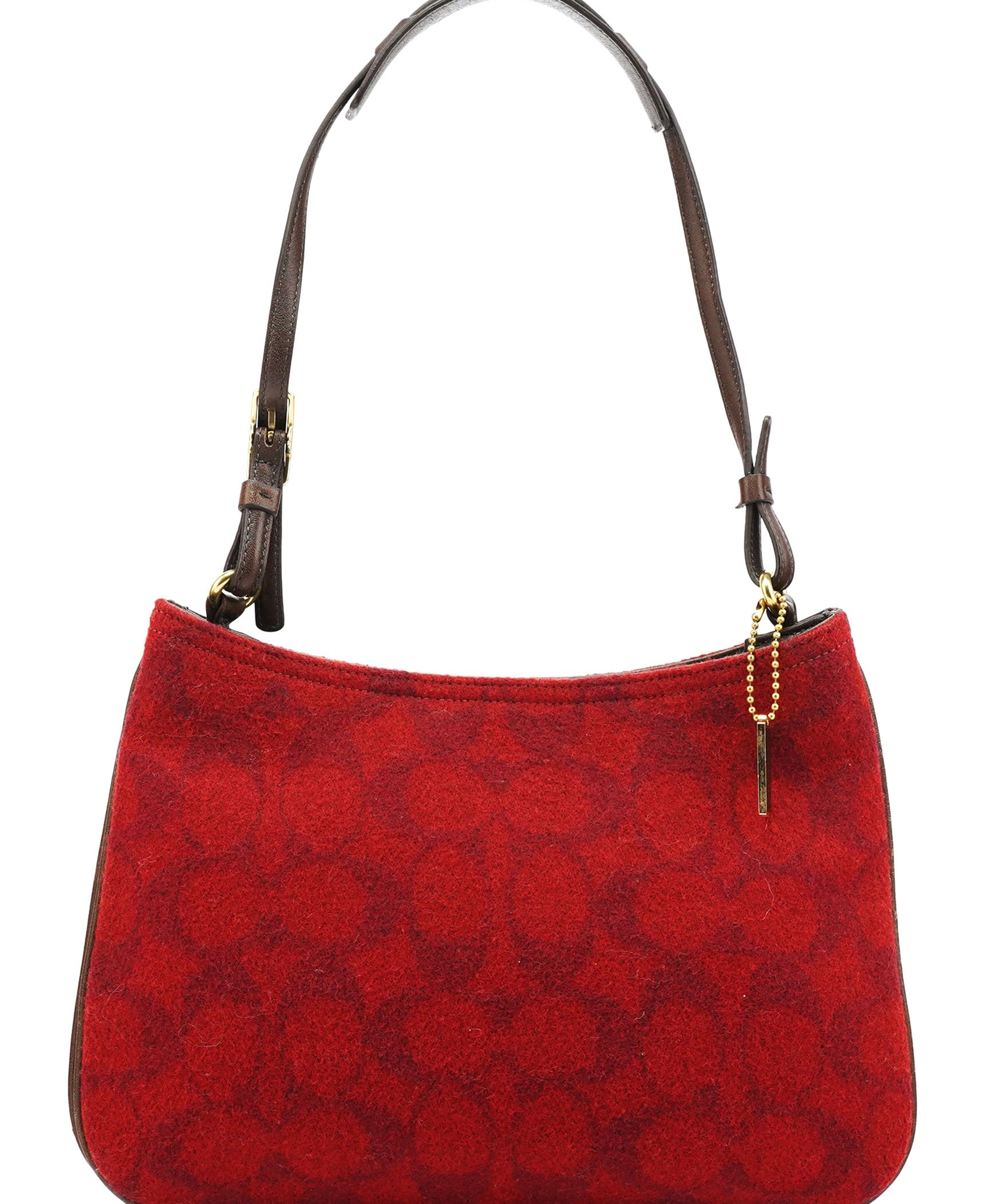 Coach 8307 Red Signature Monogram Wool Shoulder Bag
