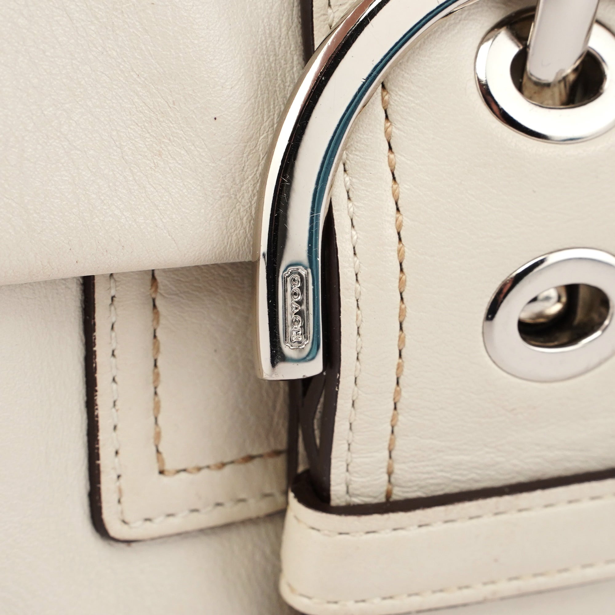 Coach 8A05 White Leather Soho Shoulder Bag