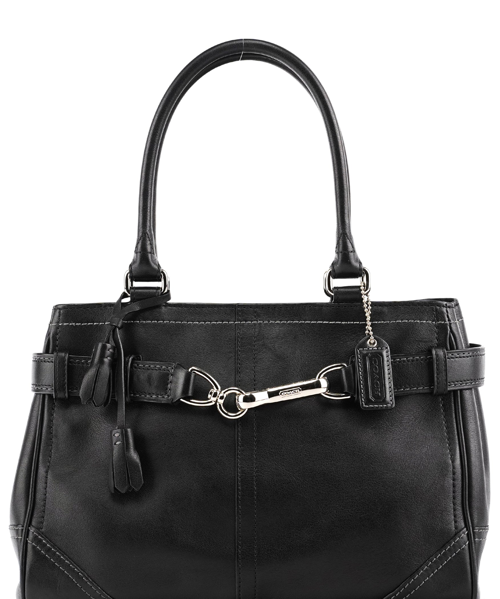 Coach 8A70 Black Leather Hamptons Tote Bag