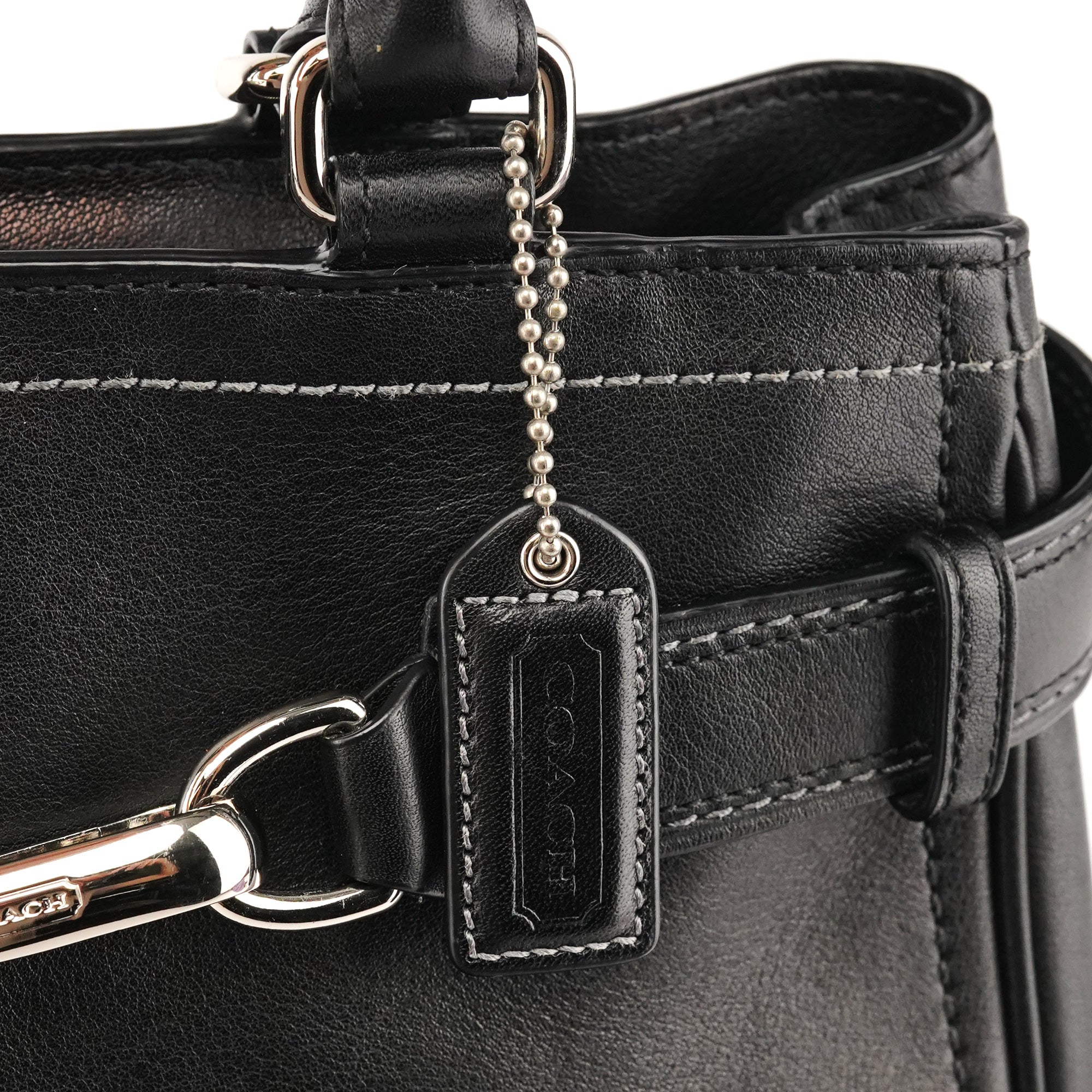 Coach 8A70 Black Leather Hamptons Tote Bag