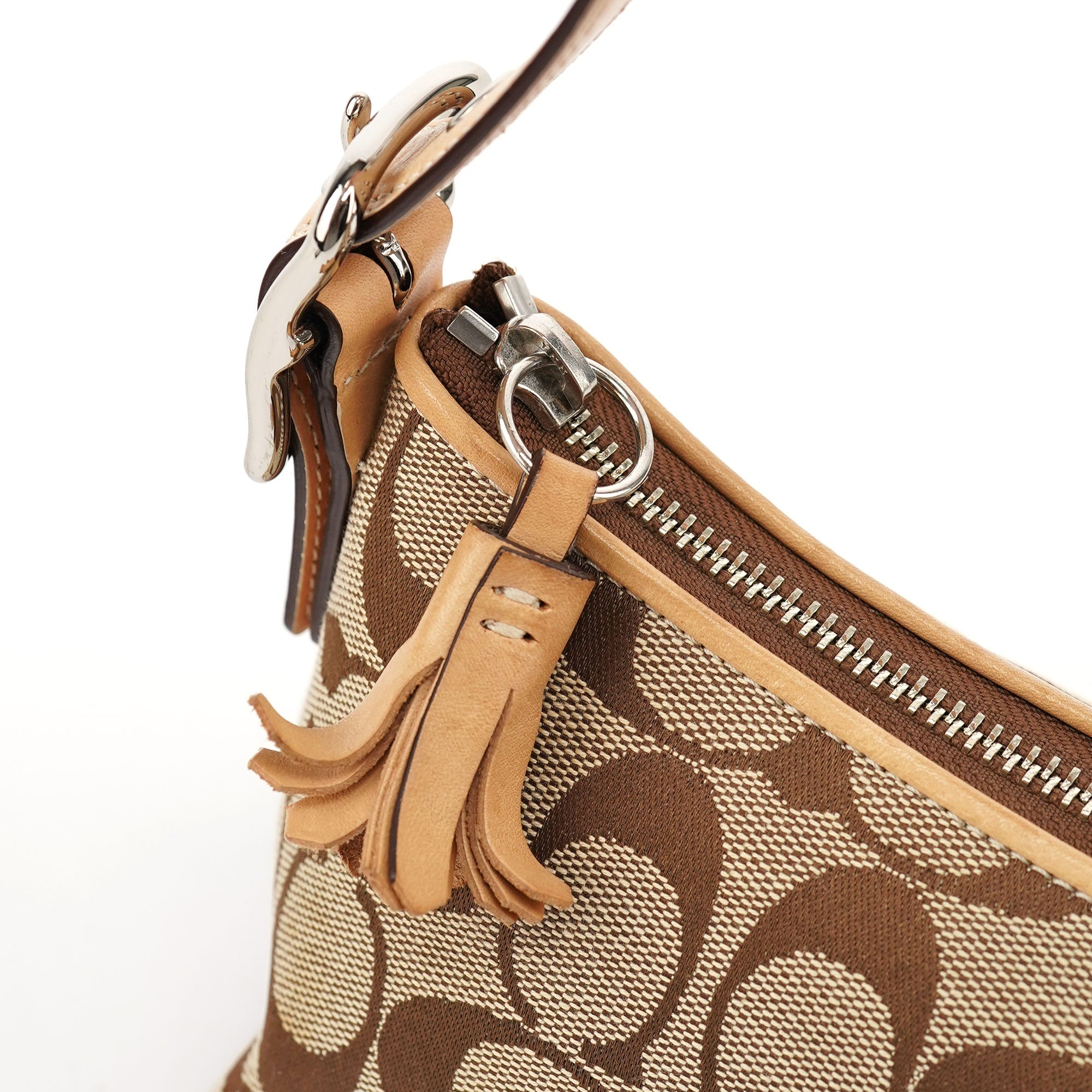 Coach 8K01 Sac porté épaule Signature C Demi en jacquard beige