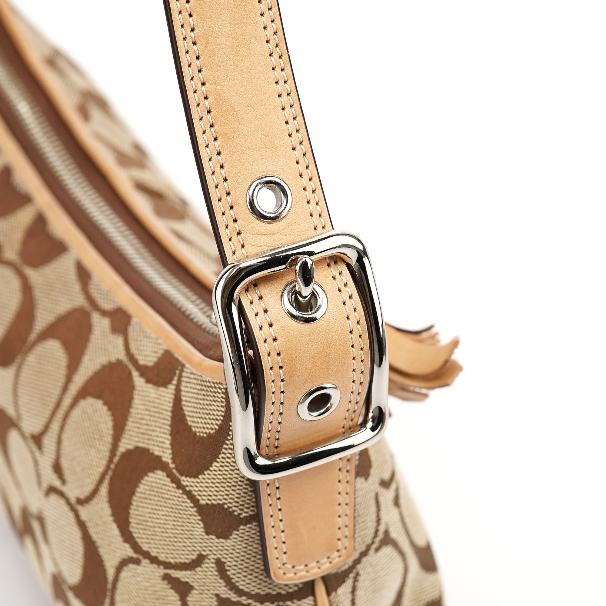 Coach 8K01 Sac porté épaule Signature C Demi en jacquard beige