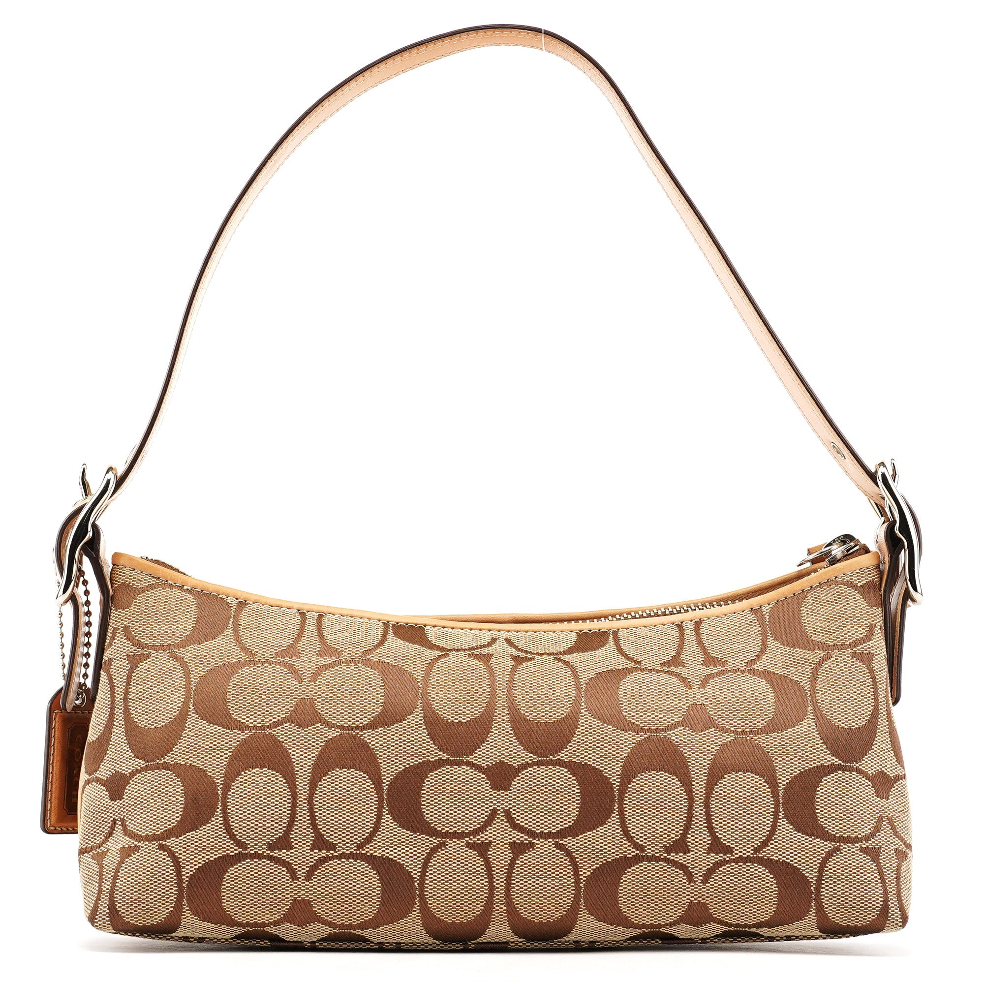 Coach 8K01 Sac porté épaule Demi en toile Signature beige et camel