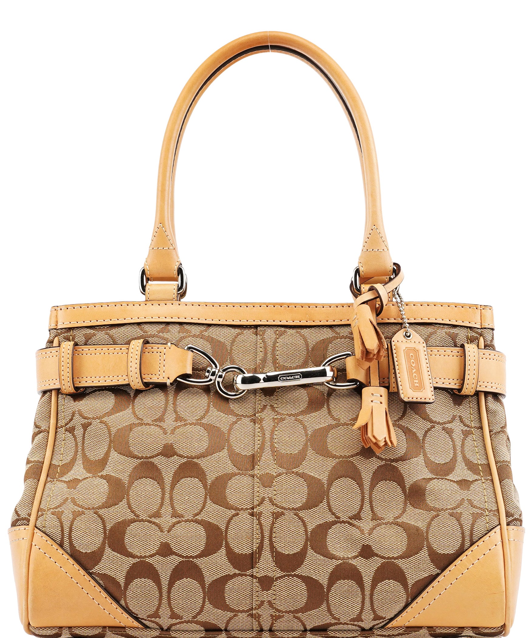Coach 8K06 Beige Tan Signature Hamptons Tote Bag