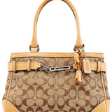 Coach 8K06 Beige Tan Signature Hamptons Tote Bag