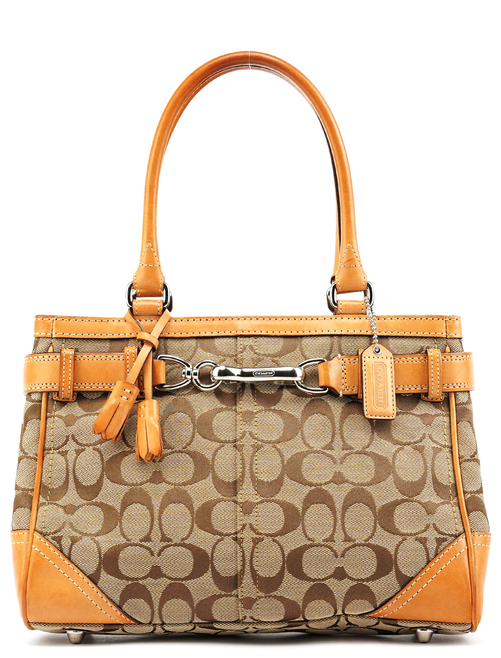 Coach 8K06 Beige Tan Signature Hamptons Tote Bag