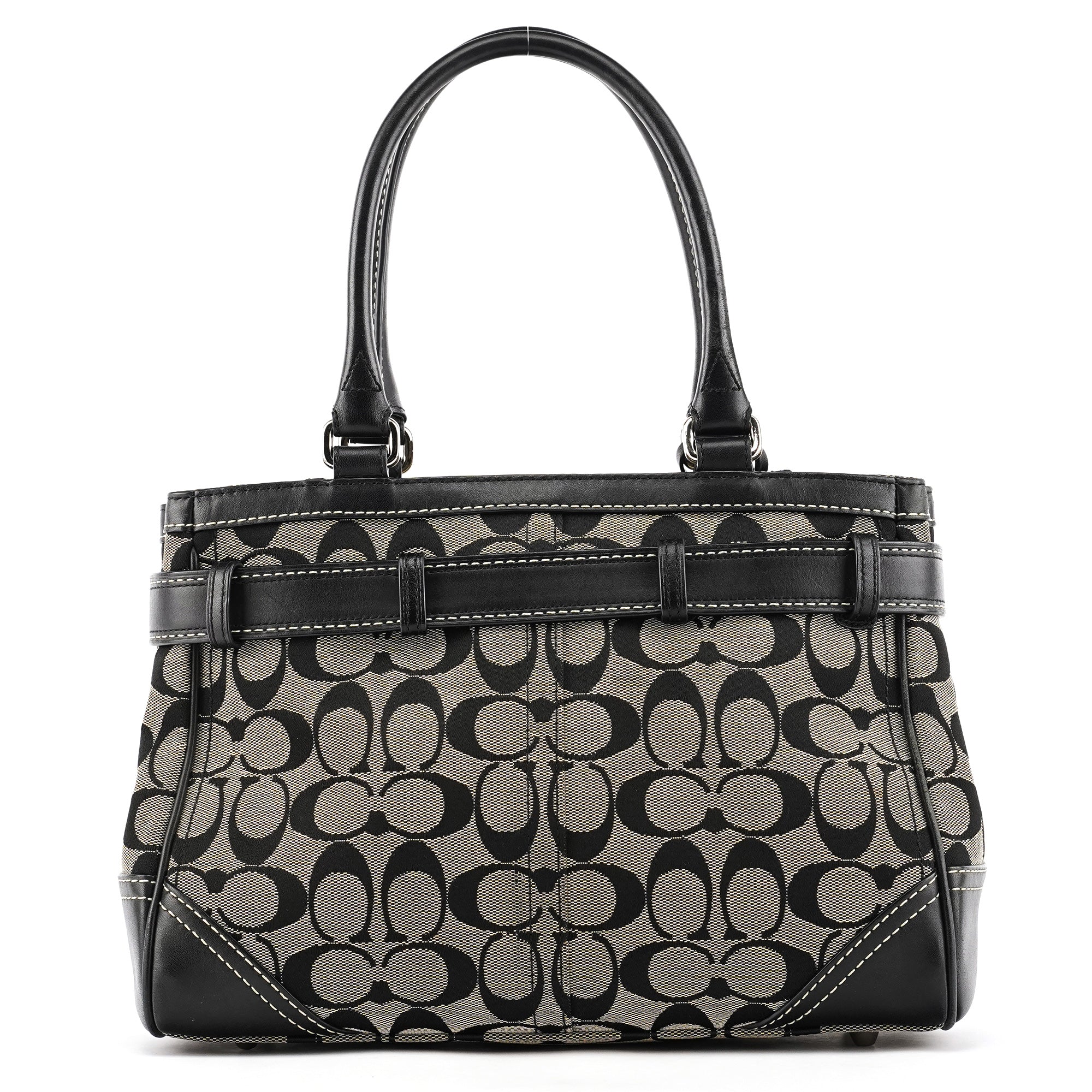 Coach 8K06 Sac cabas Hamptons en toile Signature grise et noire