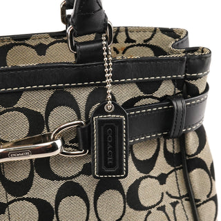 Coach 8K06 Grey Black Signature Canvas Hamptons Tote Bag