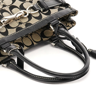 Coach 8K06 Grey Black Signature Canvas Hamptons Tote Bag