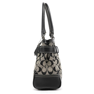 Coach 8K06 Grey Black Signature Canvas Hamptons Tote Bag