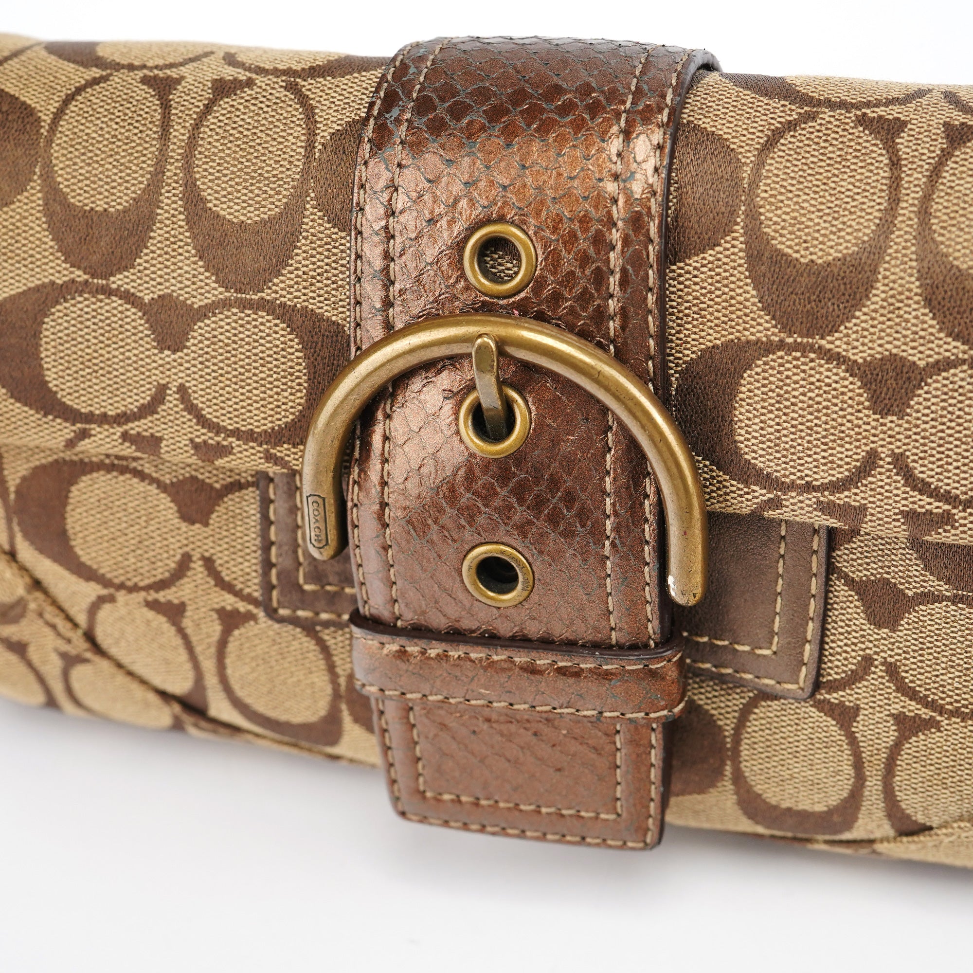 Coach 8K38 Beige Brown Python Soho Shoulder Bag