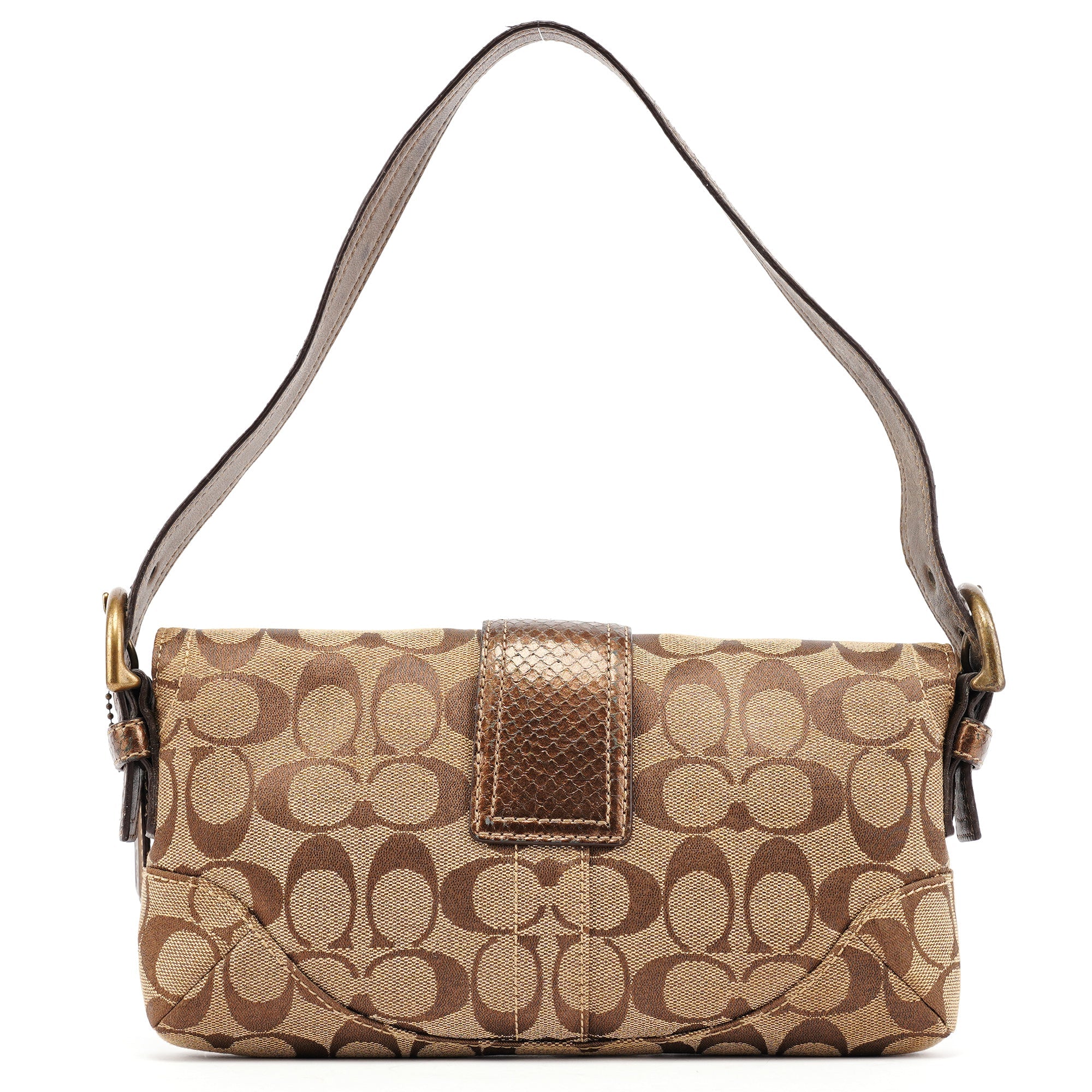 Coach 8K38 Beige Brown Python Soho Shoulder Bag