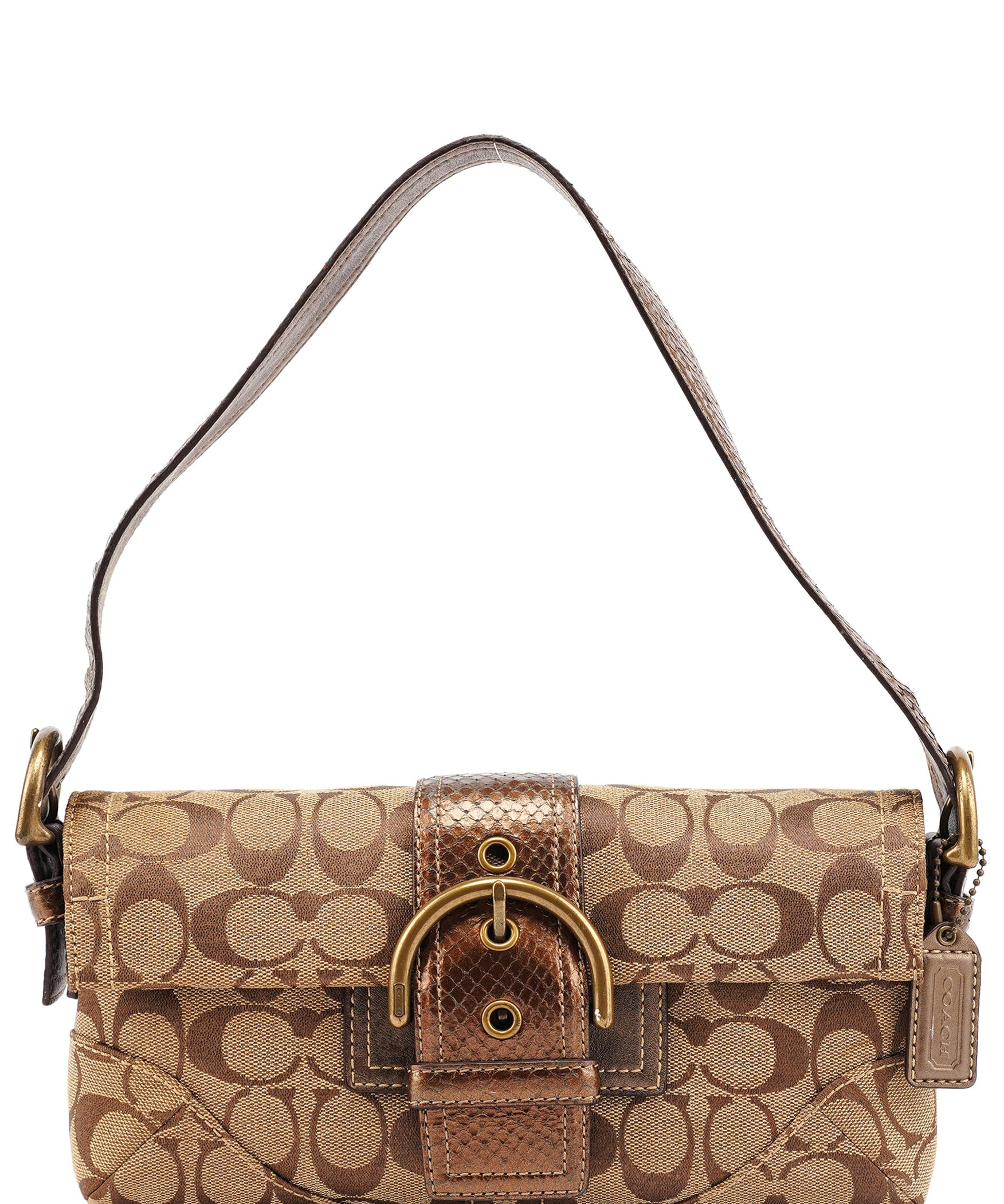 Coach 8K38 Beige Brown Python Soho Shoulder Bag