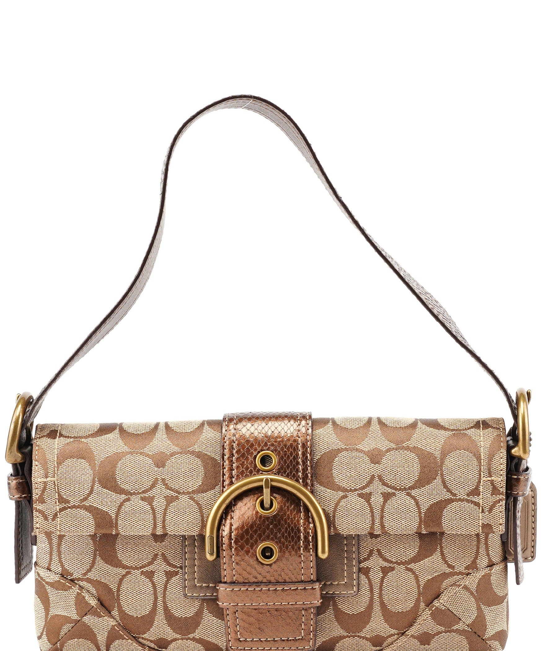 Coach 8K38 Beige Snakeskin Embossed Soho Bag