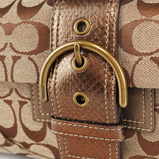 Coach 8K38 Beige Snakeskin Embossed Soho Bag
