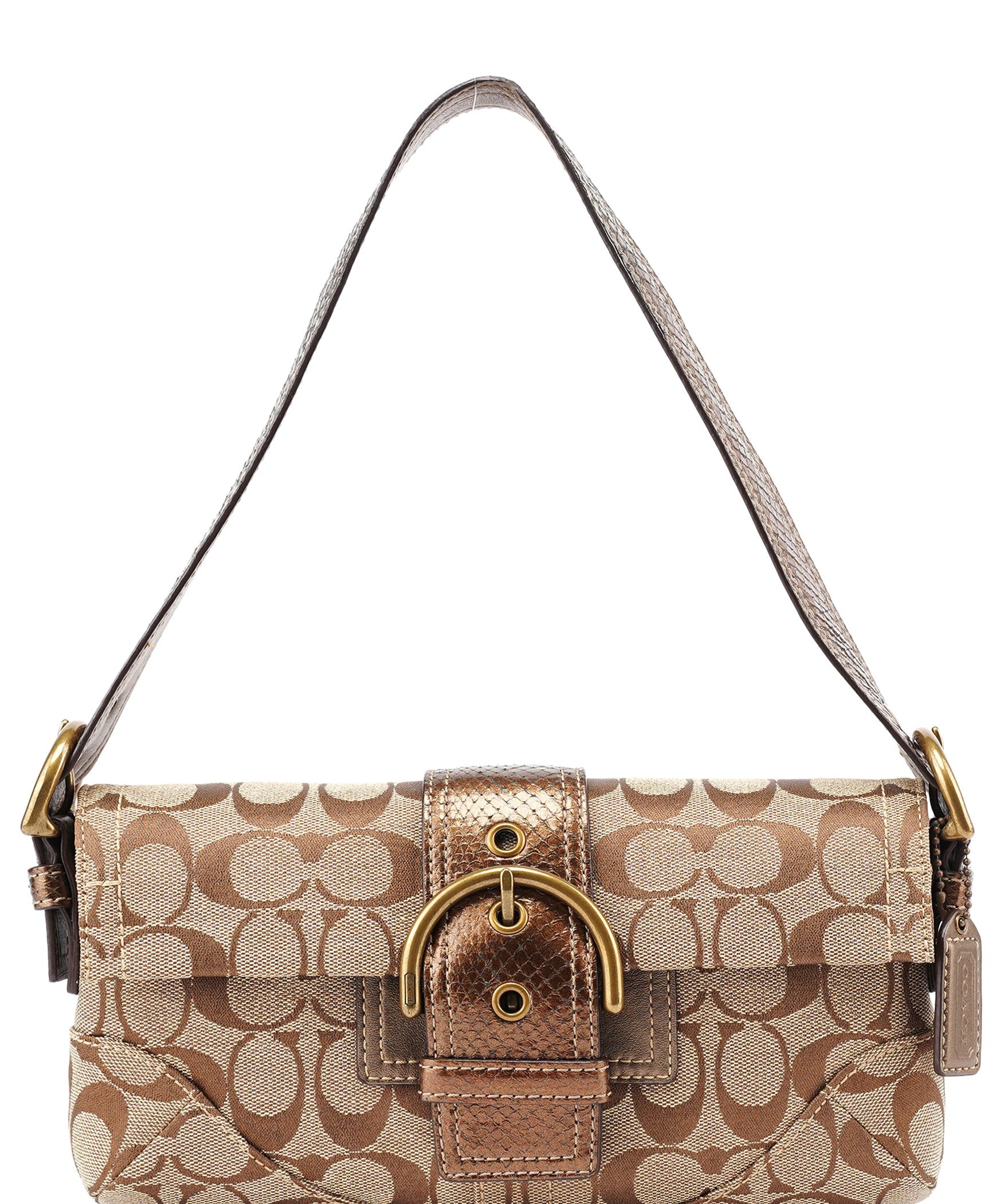 Coach 8K38 Beige Snakeskin Embossed Soho Bag