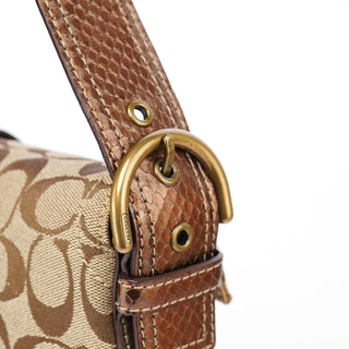 Coach 8K38 Beige Snakeskin Embossed Soho Bag