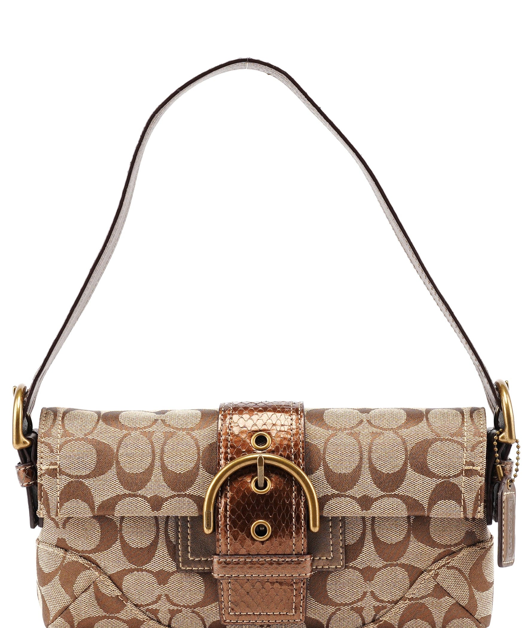 Coach 8K38 Beige Snakeskin Embossed Soho Bag