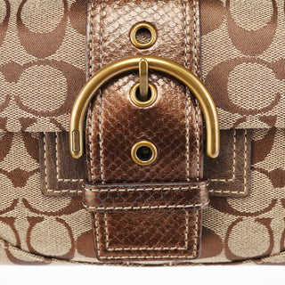 Coach 8K38 Beige Snakeskin Embossed Soho Bag
